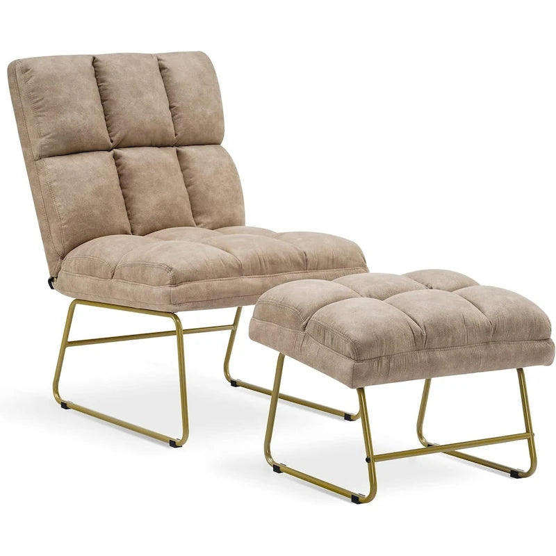 Poltrona Mcombo con pouf, divano lounge, 4013
