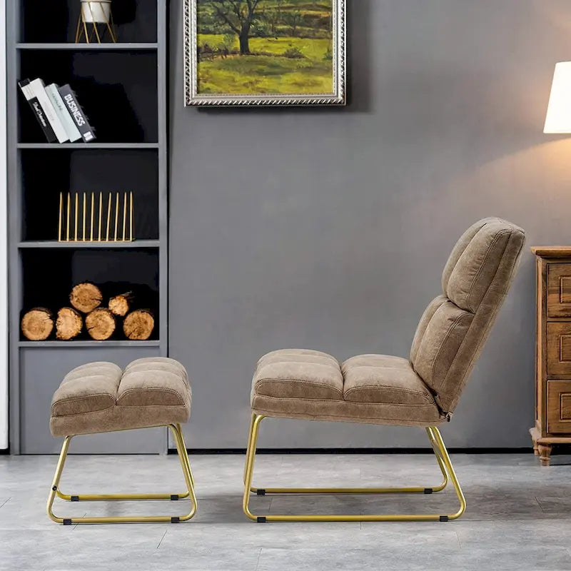Poltrona Mcombo con pouf, divano lounge, 4013