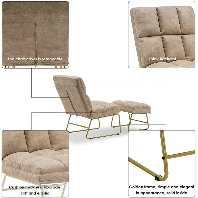 Poltrona Mcombo con pouf, divano lounge, 4013