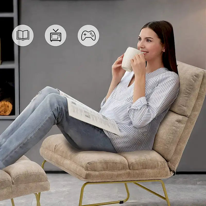 Poltrona Mcombo con pouf, divano lounge, 4013