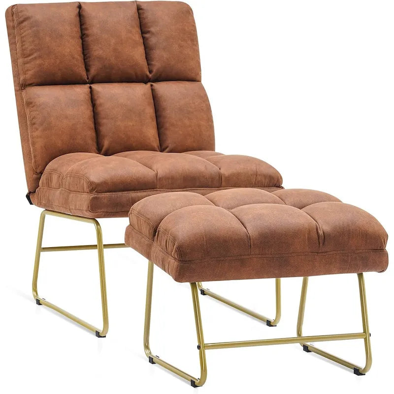 Poltrona Mcombo con pouf, divano lounge, 4013