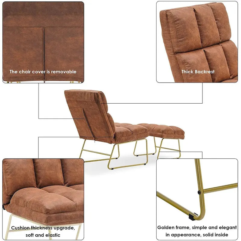 Poltrona Mcombo con pouf, divano lounge, 4013