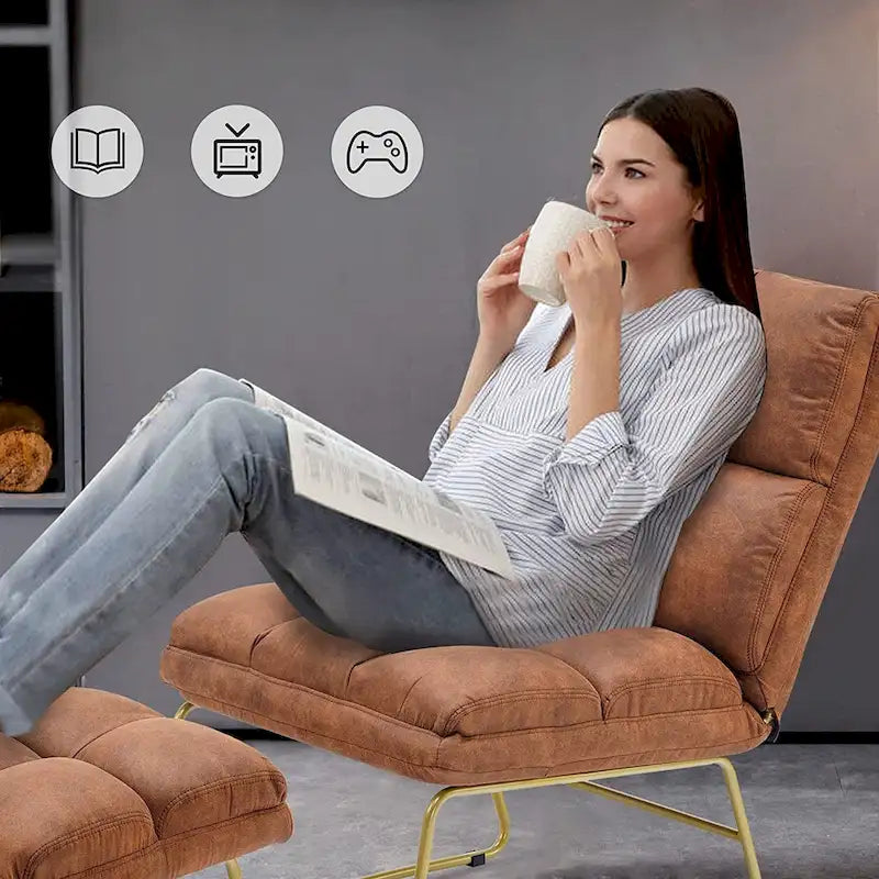 Poltrona Mcombo con pouf, divano lounge, 4013