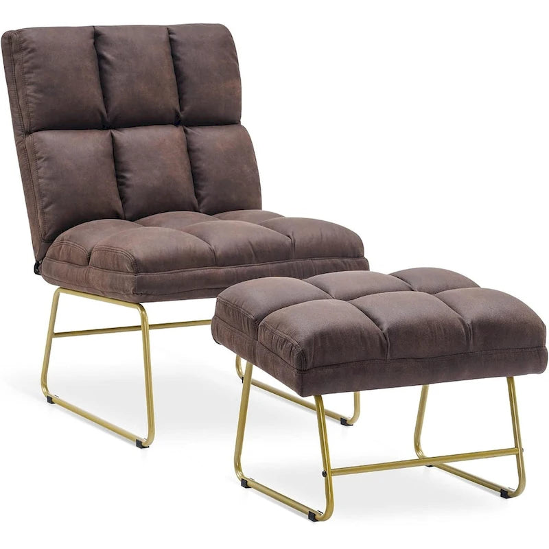 Poltrona Mcombo con pouf, divano lounge, 4013