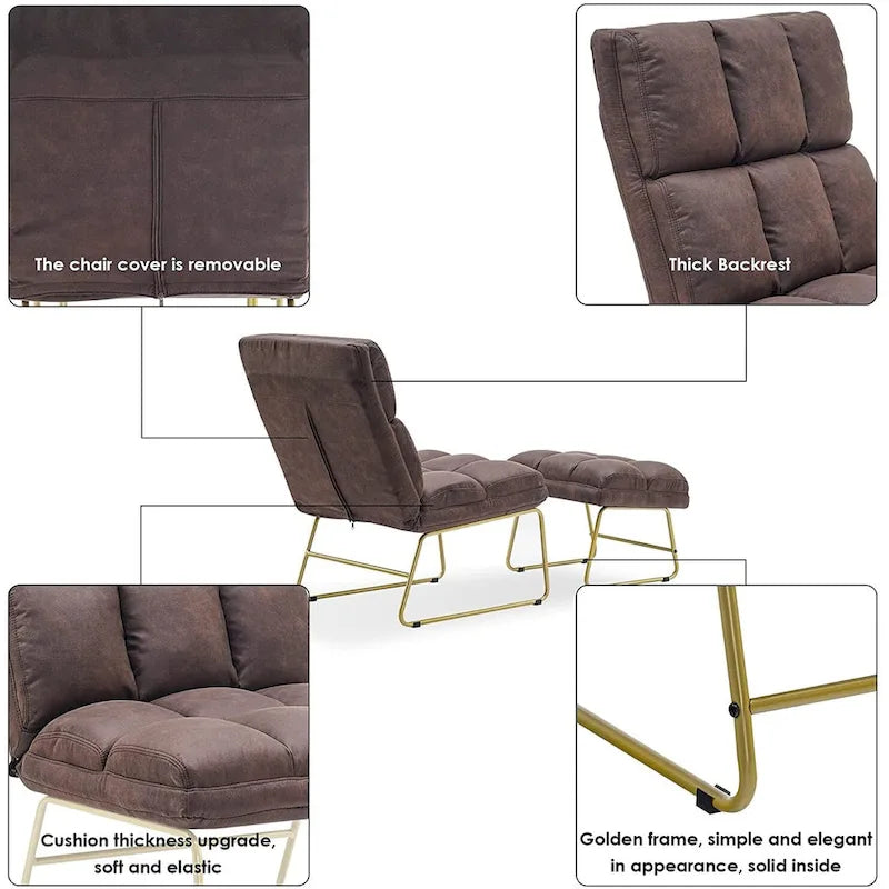Poltrona Mcombo con pouf, divano lounge, 4013