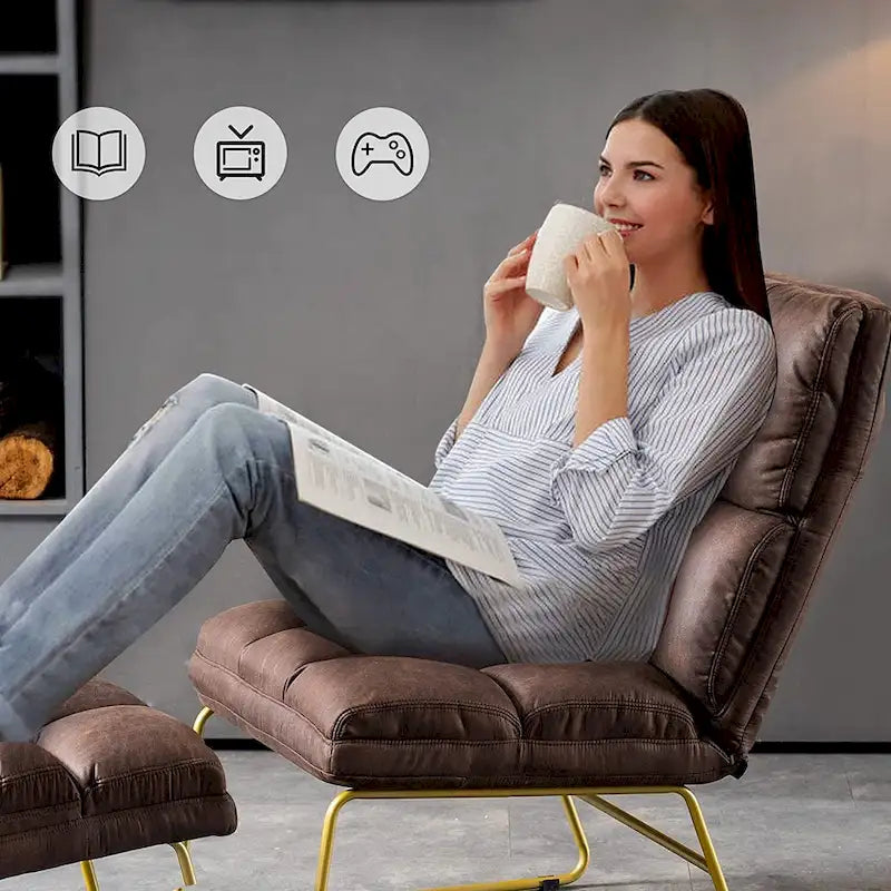 Poltrona Mcombo con pouf, divano lounge, 4013