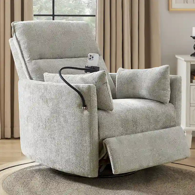 Poltrona reclinabile girevole a dondolo Barry Modern 38 con porte USB di HULALA HOME