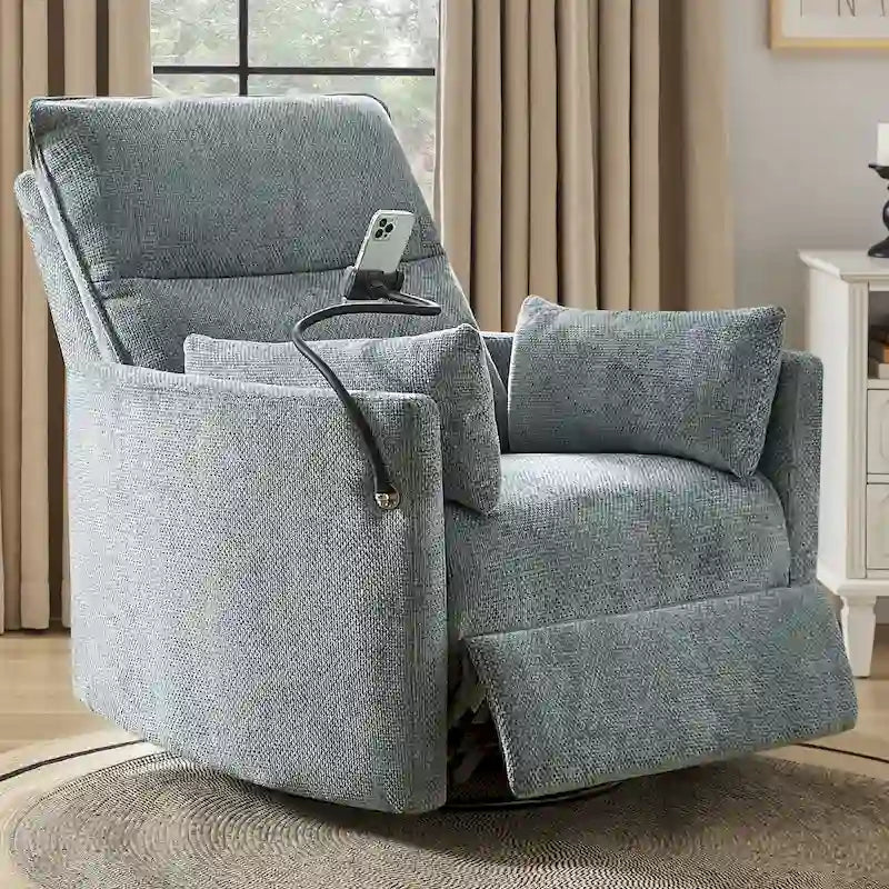 Poltrona reclinabile girevole a dondolo Barry Modern 38 con porte USB di HULALA HOME