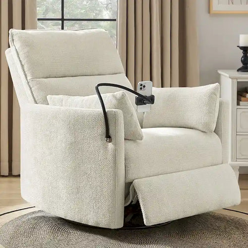 Barry Modern 38  Power Rocking Swivel Nursery Recliner with USB Ports by HULALA HOME