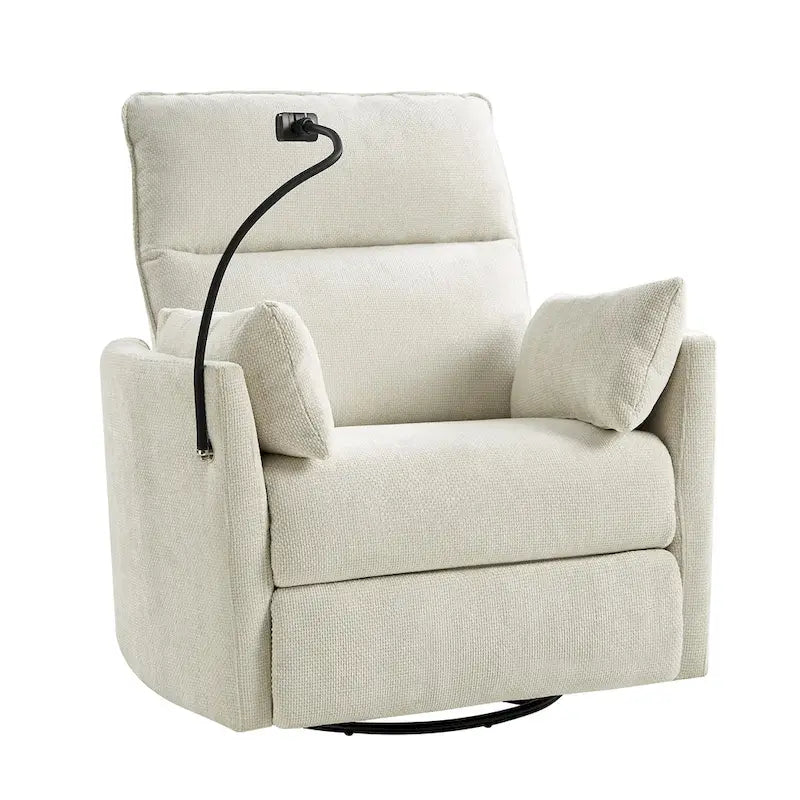 Poltrona reclinabile girevole a dondolo Barry Modern 38 con porte USB di HULALA HOME
