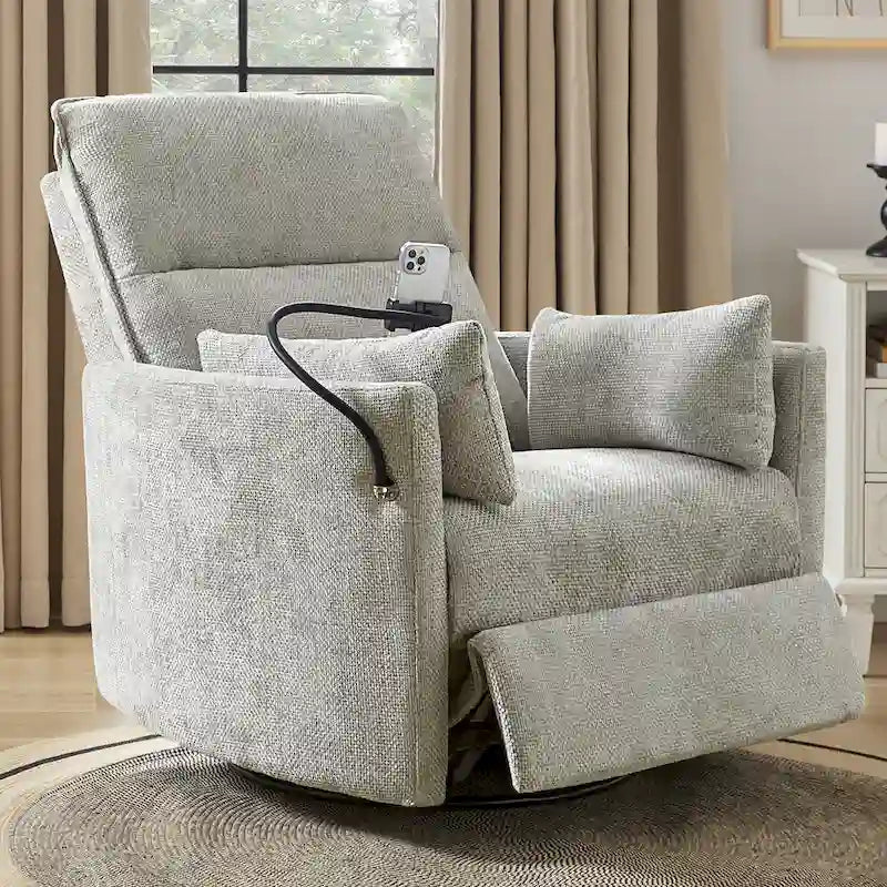 Poltrona reclinabile girevole a dondolo Barry Modern 38 con porte USB di HULALA HOME