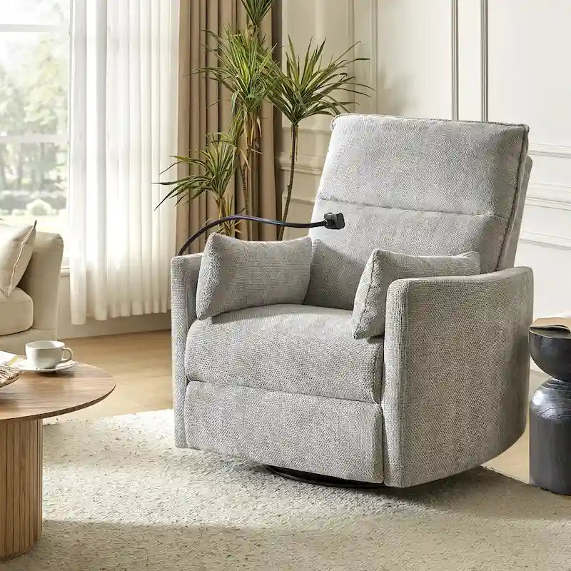 Poltrona reclinabile girevole a dondolo Barry Modern 38 con porte USB di HULALA HOME