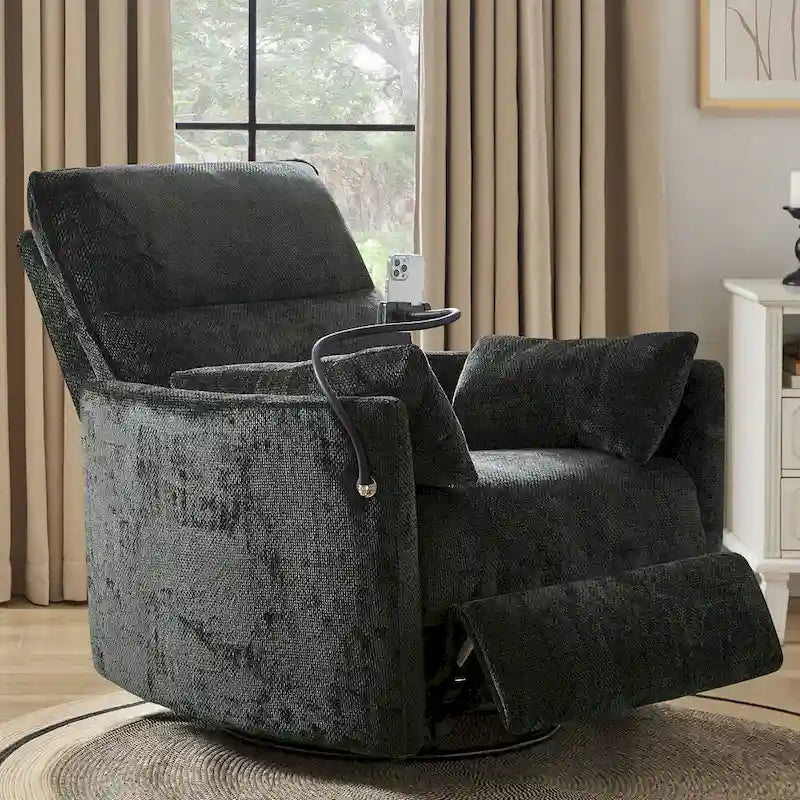 Poltrona reclinabile girevole a dondolo Barry Modern 38 con porte USB di HULALA HOME