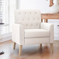 Poltrona imbottita in tessuto di lino con bottoni, stile moderno di metà secolo, LUE BONA - 28,5 L x 27,25 P x 33,75 A