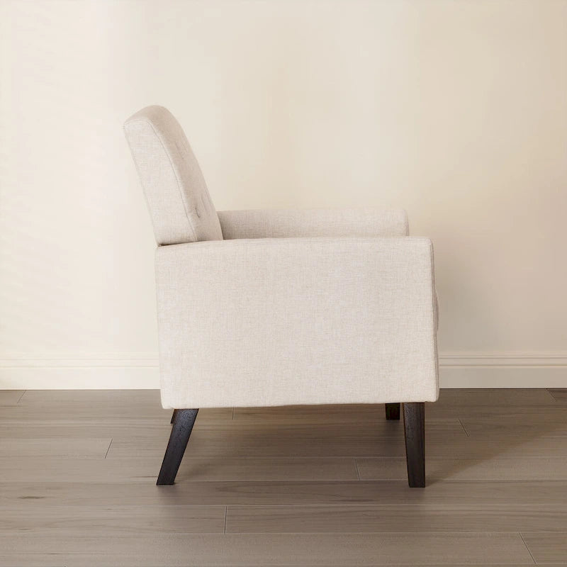 Poltrona imbottita in tessuto di lino con bottoni, stile moderno di metà secolo, LUE BONA - 28,5 L x 27,25 P x 33,75 A