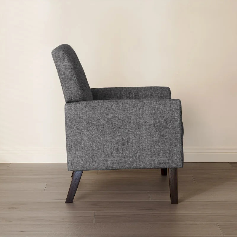 Poltrona imbottita in tessuto di lino con bottoni, stile moderno di metà secolo, LUE BONA - 28,5 L x 27,25 P x 33,75 A