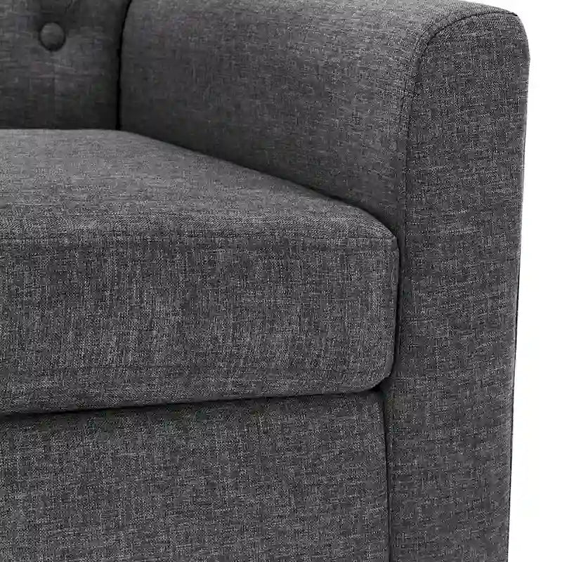 Poltrona imbottita in tessuto di lino con bottoni, stile moderno di metà secolo, LUE BONA - 28,5 L x 27,25 P x 33,75 A