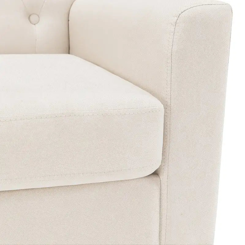 Poltrona imbottita in tessuto di lino con bottoni, stile moderno di metà secolo, LUE BONA - 28,5 L x 27,25 P x 33,75 A