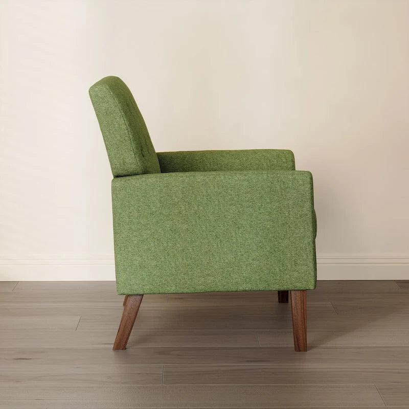 Poltrona imbottita in tessuto di lino con bottoni, stile moderno di metà secolo, LUE BONA - 28,5 L x 27,25 P x 33,75 A