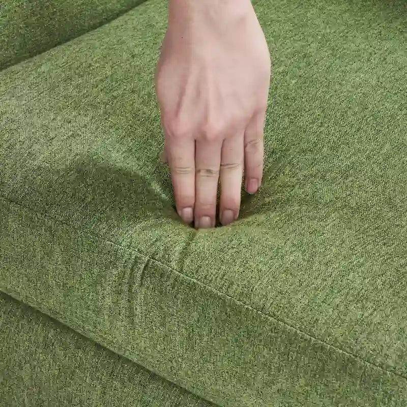Poltrona imbottita in tessuto di lino con bottoni, stile moderno di metà secolo, LUE BONA - 28,5 L x 27,25 P x 33,75 A