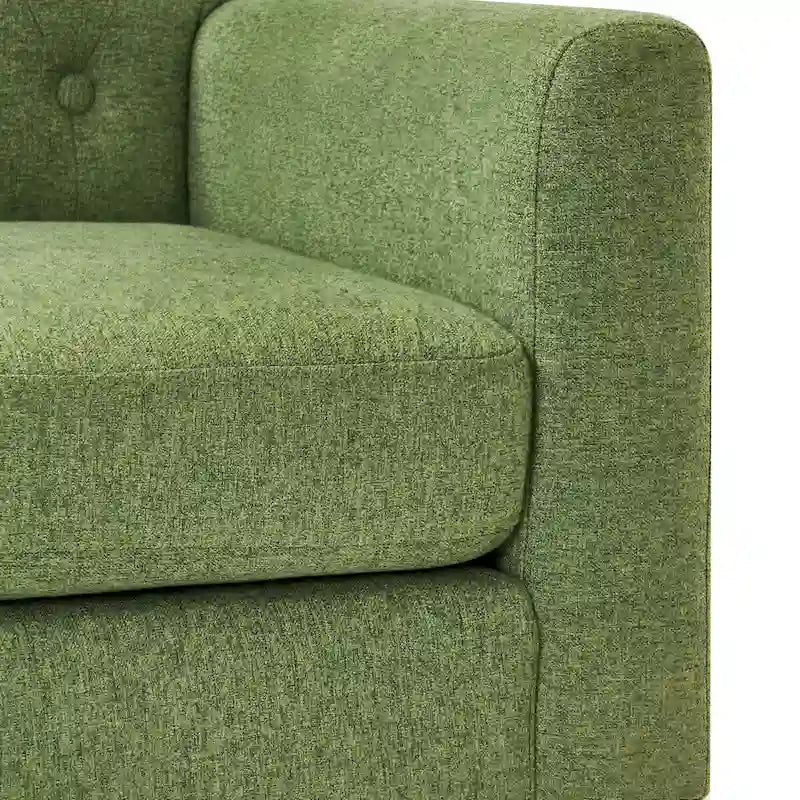 Poltrona imbottita in tessuto di lino con bottoni, stile moderno di metà secolo, LUE BONA - 28,5 L x 27,25 P x 33,75 A