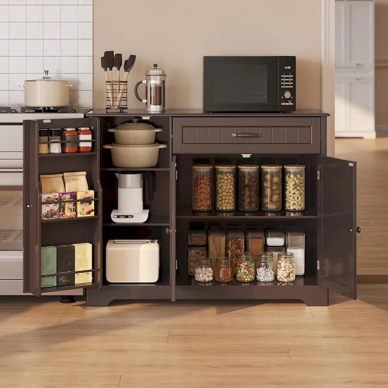 Credenza con contenitore, credenza da cucina con cassetto e 3 ante