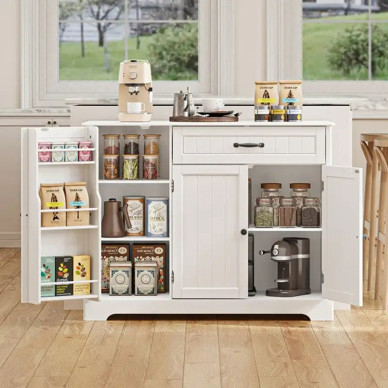Credenza con contenitore, credenza da cucina con cassetto e 3 ante