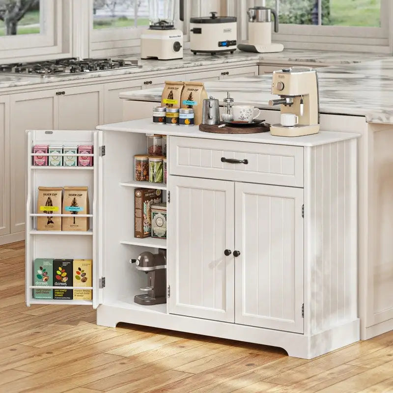 Credenza con contenitore, credenza da cucina con cassetto e 3 ante