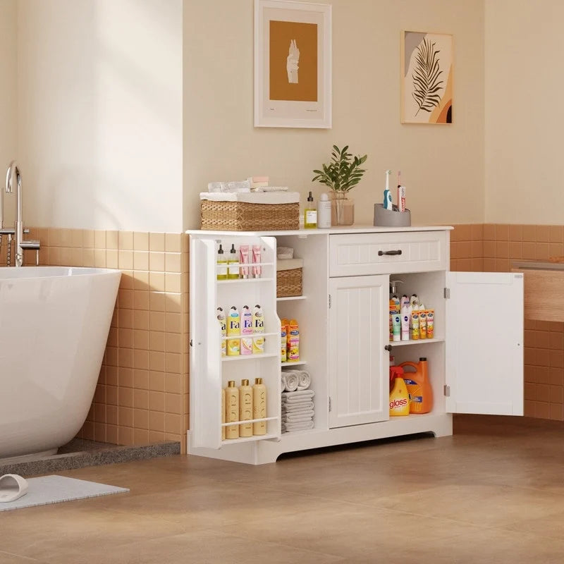 Credenza con contenitore, credenza da cucina con cassetto e 3 ante