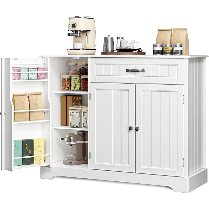 Credenza con contenitore, credenza da cucina con cassetto e 3 ante