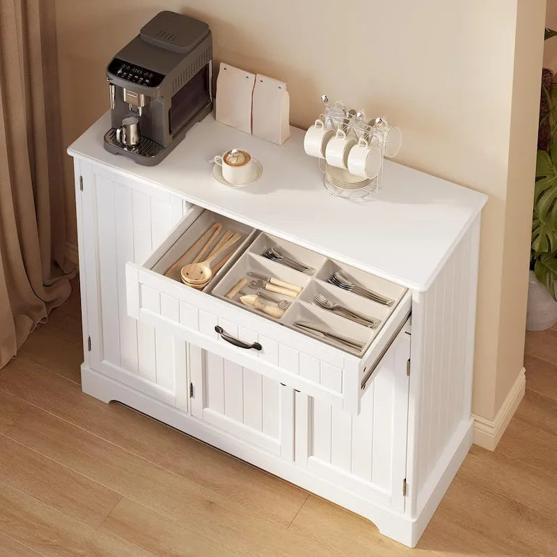 Credenza con contenitore, credenza da cucina con cassetto e 3 ante