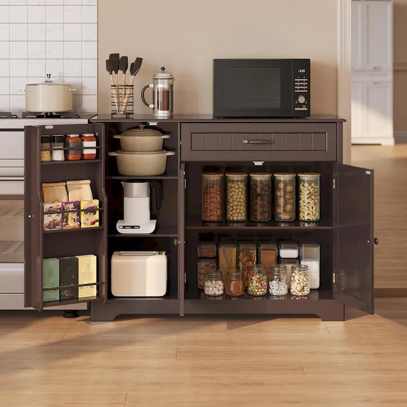 Credenza con contenitore, credenza da cucina con cassetto e 3 ante