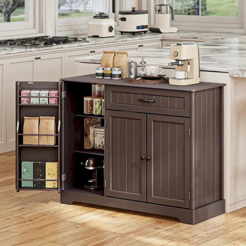 Credenza con contenitore, credenza da cucina con cassetto e 3 ante