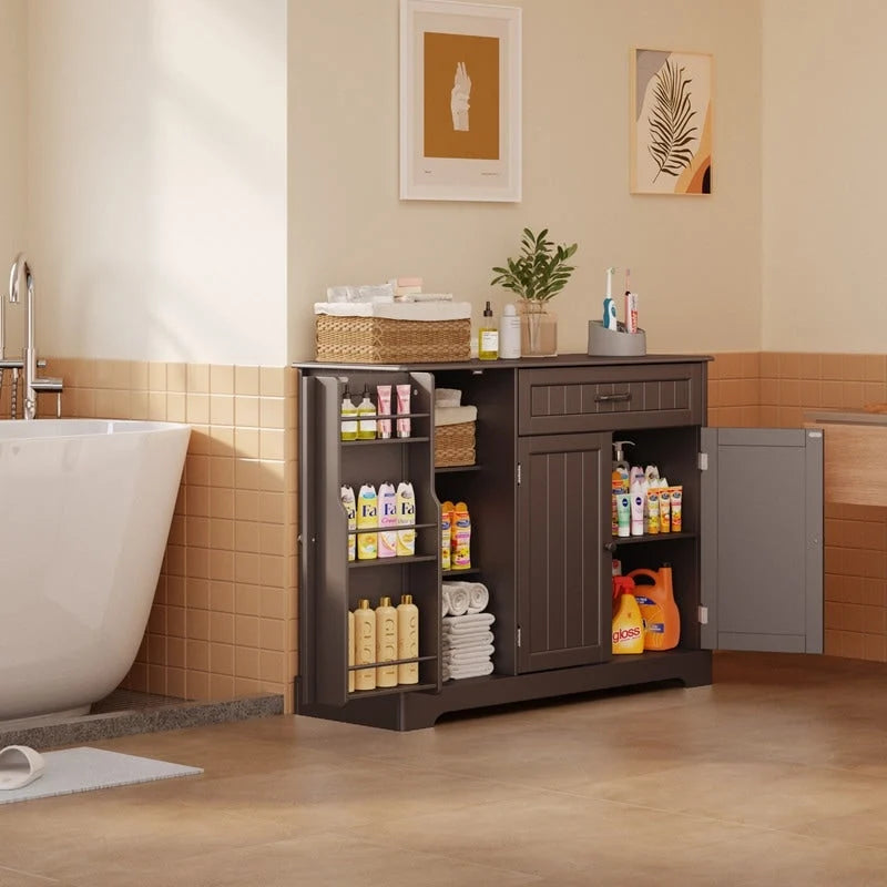Credenza con contenitore, credenza da cucina con cassetto e 3 ante
