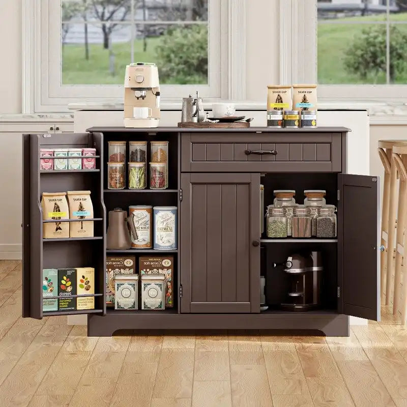 Credenza con contenitore, credenza da cucina con cassetto e 3 ante