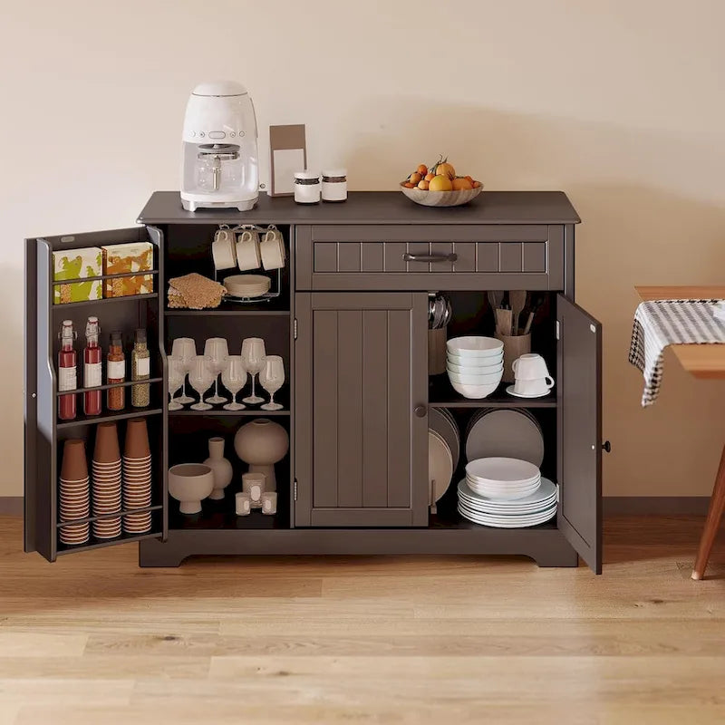 Credenza con contenitore, credenza da cucina con cassetto e 3 ante