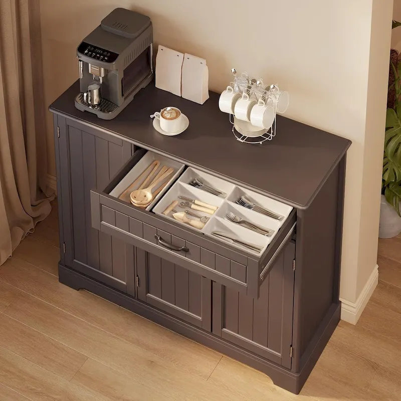 Credenza con contenitore, credenza da cucina con cassetto e 3 ante