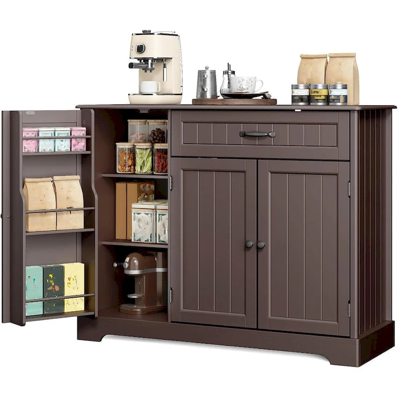 Credenza con contenitore, credenza da cucina con cassetto e 3 ante