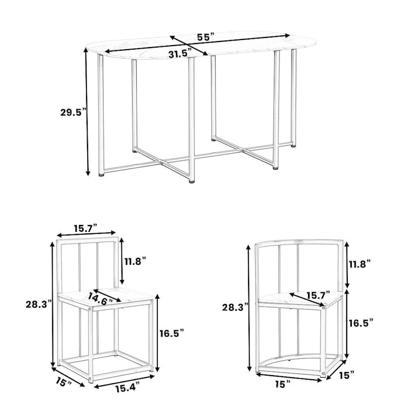 Set da pranzo moderno da 7 pezzi con finto marmo compatto