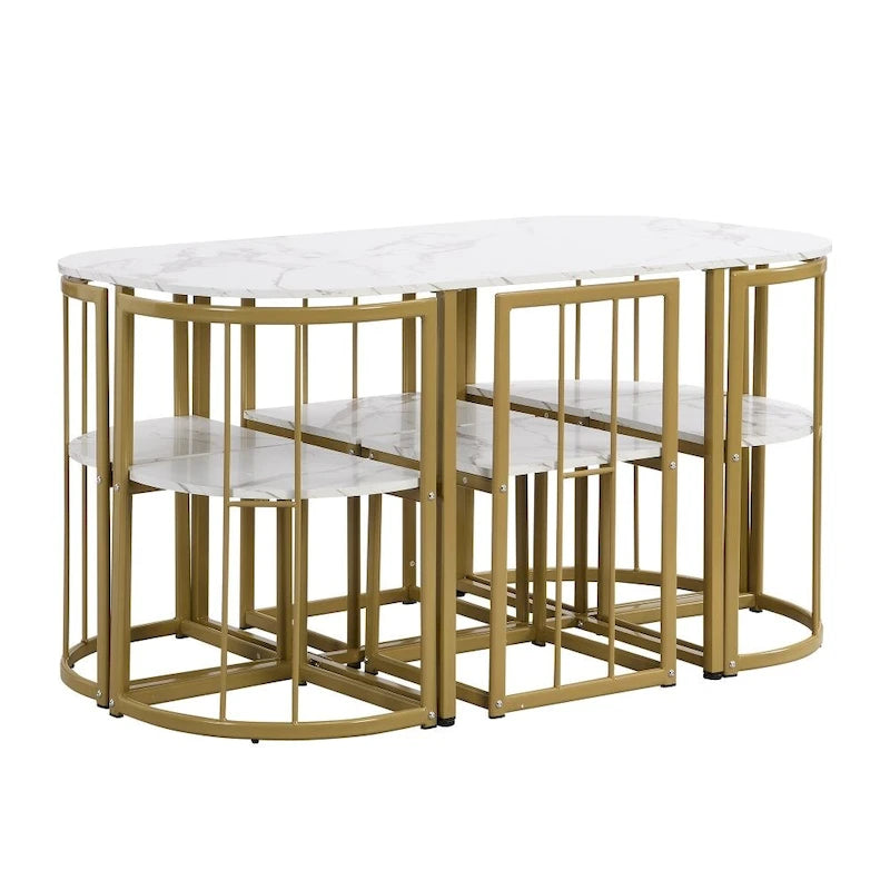 Set da pranzo moderno da 7 pezzi con finto marmo compatto