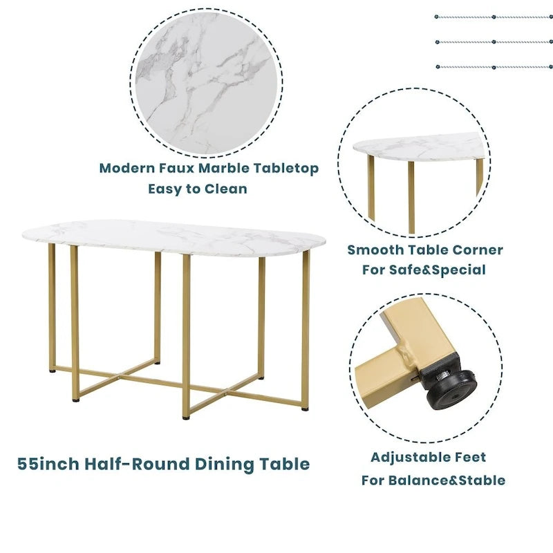 Set da pranzo moderno da 7 pezzi con finto marmo compatto