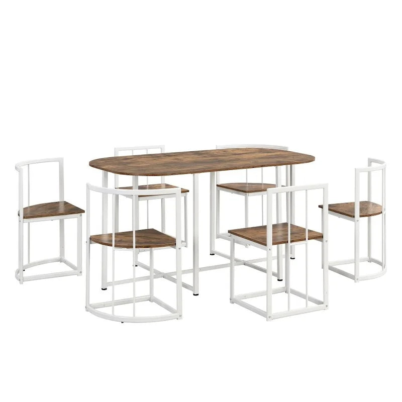 Set da pranzo moderno da 7 pezzi con finto marmo compatto