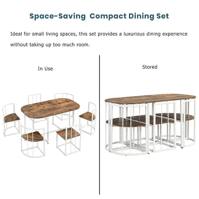 Set da pranzo moderno da 7 pezzi con finto marmo compatto