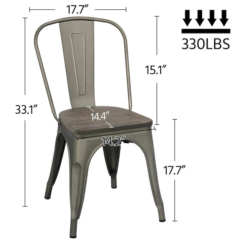 Yaheetech Set di 4 sedie da pranzo in metallo con sedie impilabili in legno