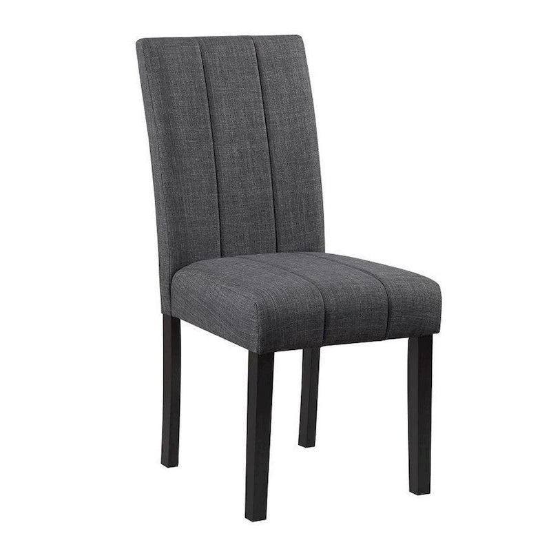Set da pranzo composto da 5 pezzi, tavolo e sedie, legno nero, tessuto, piano in finta pietra
