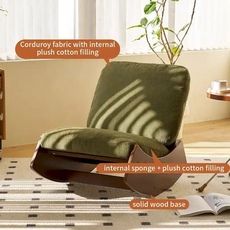 Moderna sedia a dondolo in velluto a coste, set da 1