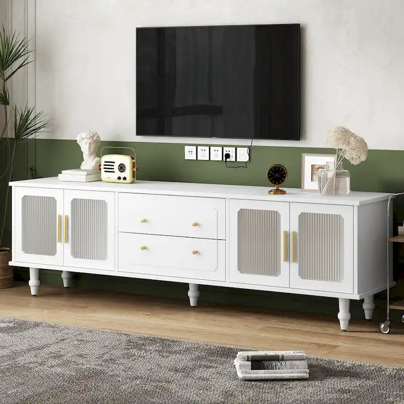 Pratica consolle multimediale con 2 cassetti e armadietti