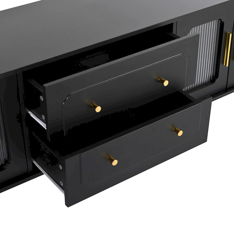 Pratica consolle multimediale con 2 cassetti e armadietti