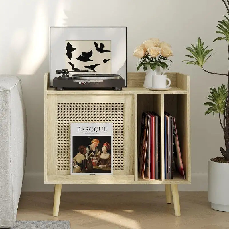Supporto per giradischi con contenitore per vinili - 15,74 x 25,98 x 25,19 pollici