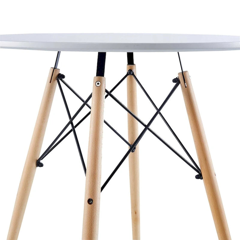 31.5 Tavolo bianco Tavolo da pranzo di metà secolo per 2-4 persone con piano rotondo in MDF, tavolino da caffè per il tempo libero